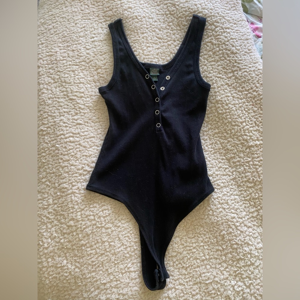 Black body suit with buttons, size small